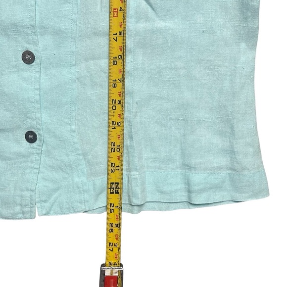 CHICO'S 100% Linen Button Front Shirt Light Blue Size 2 - Picture 5 of 5